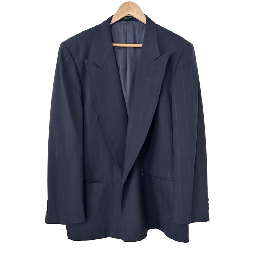 Men's Albert Nipon Blazer Size 46 Navy Pinstripe Wool